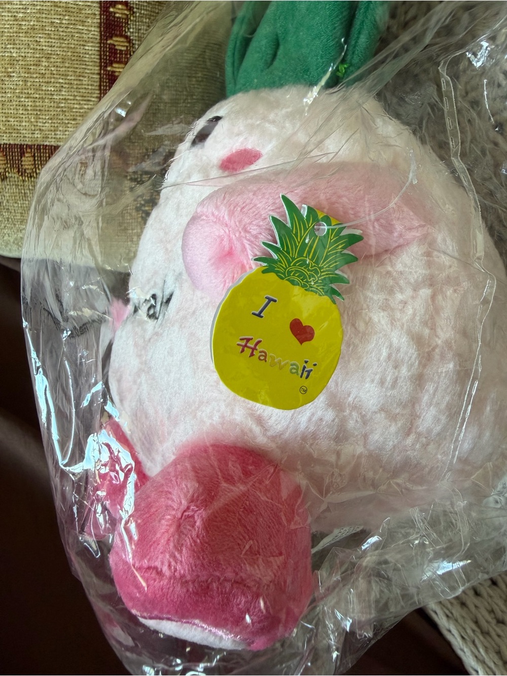 Hawaii Pink Pineapple Plush with Green Leaves - Picture 2 of 3